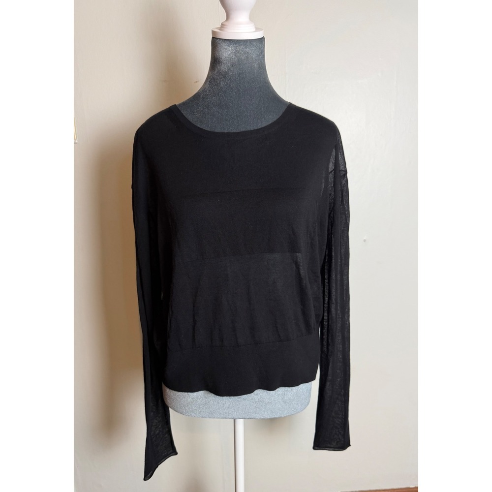 Rachel Comey Black Cashmere Blend Sheer Knit Sweater quiet luxury old money S